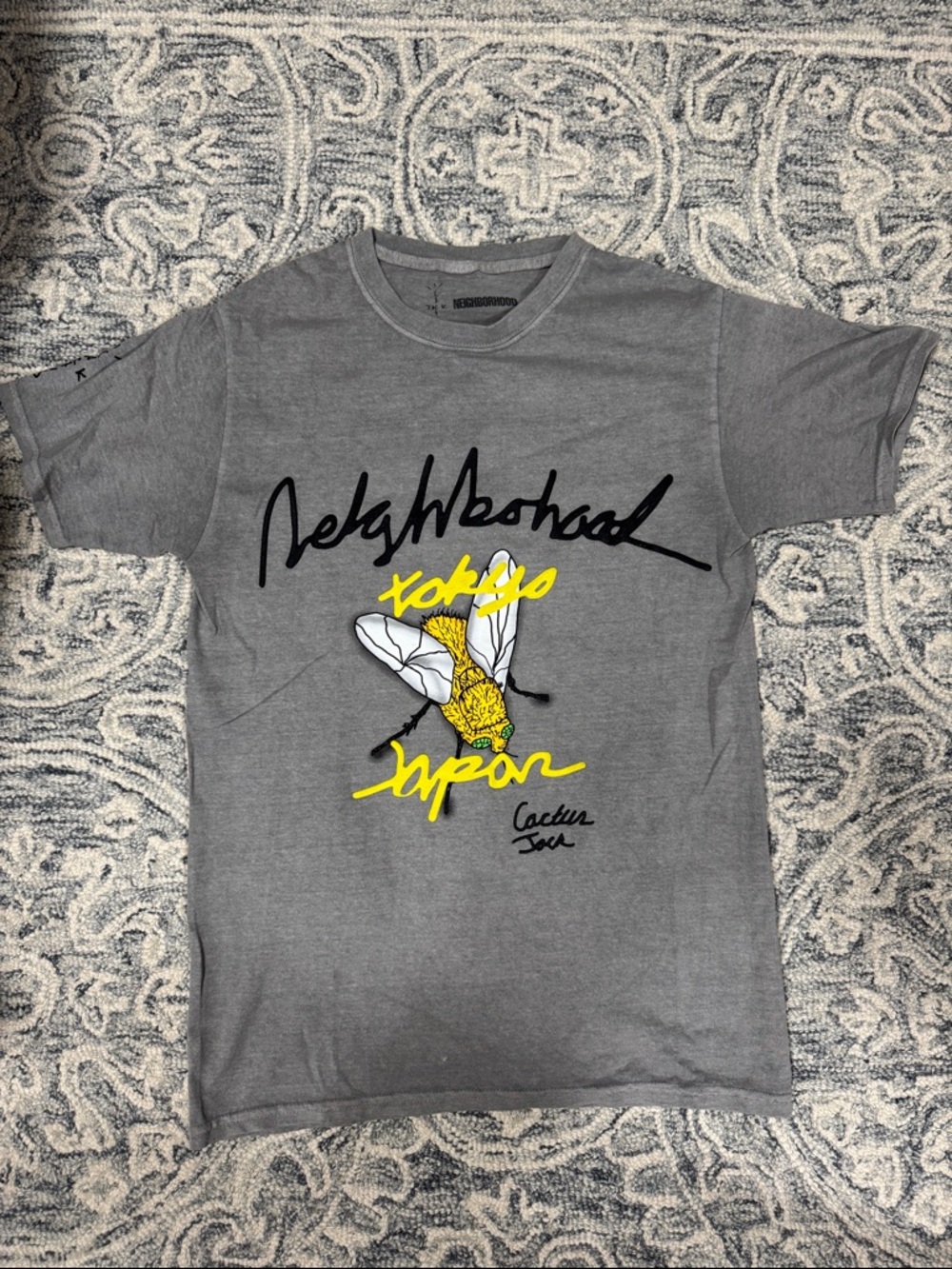 Cactus Jack by Travis Scott Gray Tee with Yellow Bee Graphic